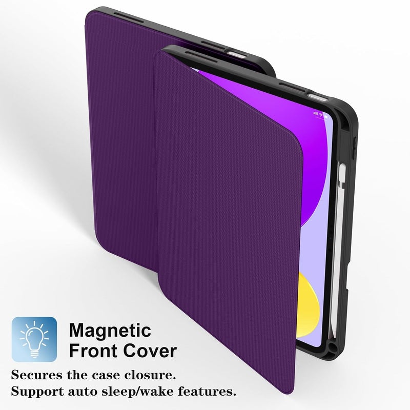 Supveco حافظة لجهاز iPad (A16) الجيل 11 بحجم 11 بوصة (2025)، iPad الجيل 10 بحجم 10.9 بوصة (2022) مع حامل قلم - [استيقاظ/نوم تلقائي]، حافظة فاخرة مع قاعدة قابلة للطي وغطاء خلفي ناعم من TPU - بنفسجي نقي - Image 4